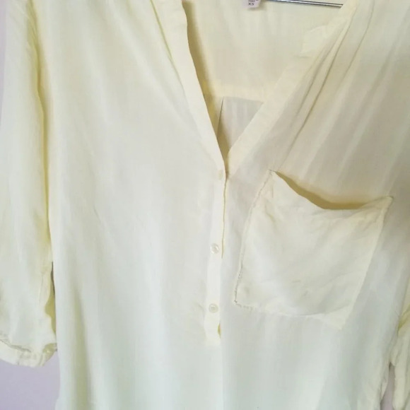 𝅺anthropologie  Cloth & Stone Yellow Button Up Blouse XS - Picture 8 of 13